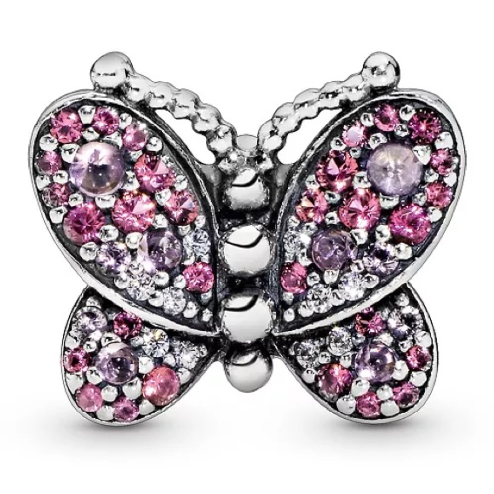 Pandora Pink and Silver Butterfly Bracelet Charm